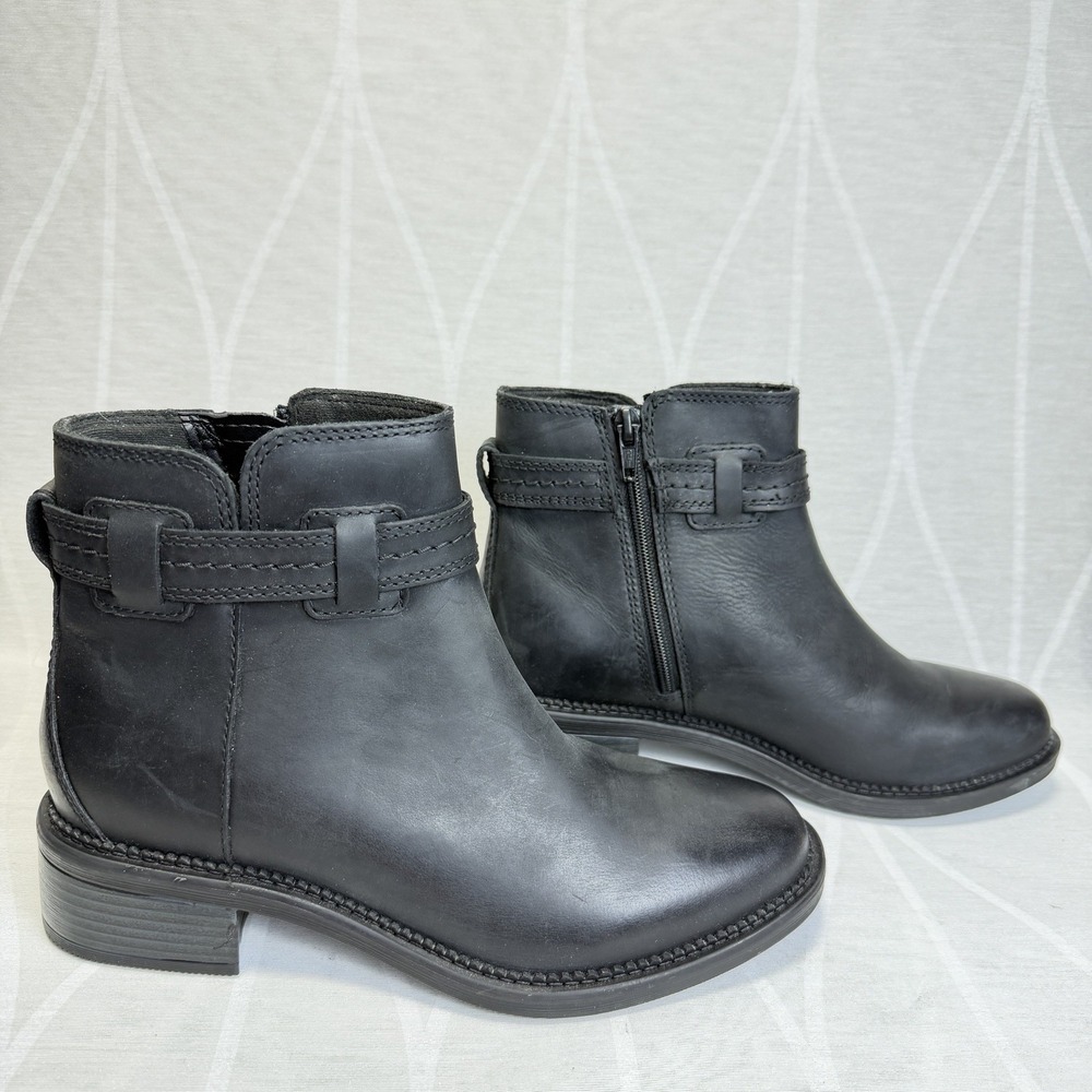 Clarks Maye Ease 26167951 Womens Black Leather Zipper Casual‎ Dress Boots